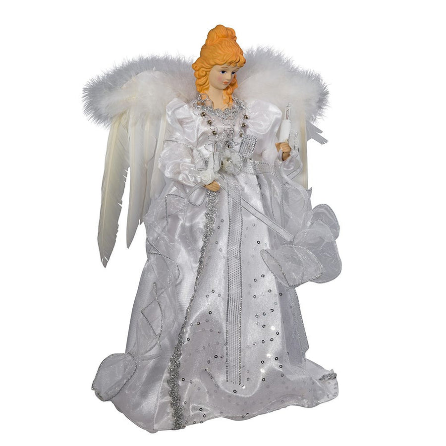 14" UL 10L White and Silver Angel Treetop