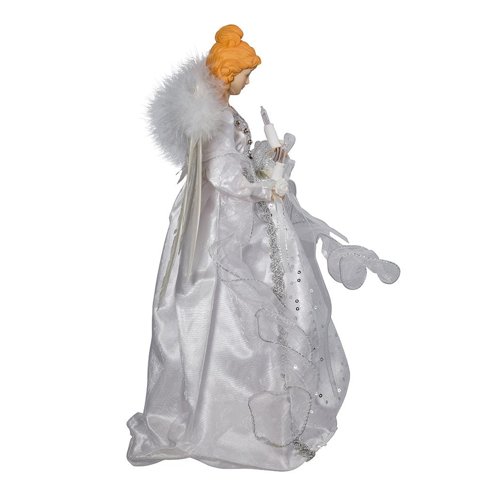 14" UL 10L White and Silver Angel Treetop
