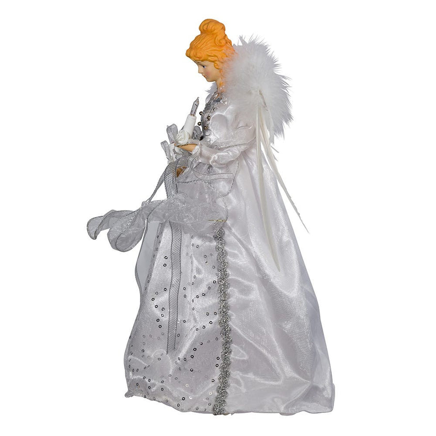 14" UL 10L White and Silver Angel Treetop
