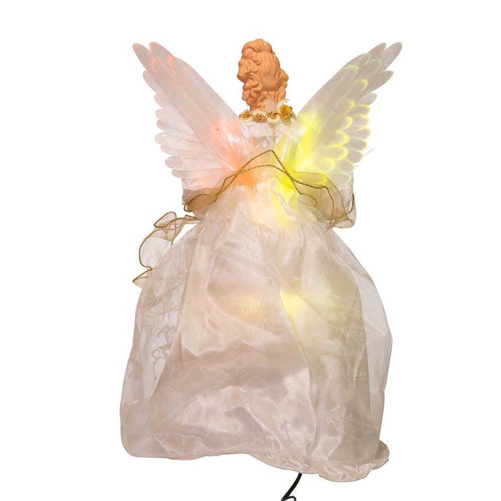 14" Fiber-Optic Ivory and Gold Animated Treetop