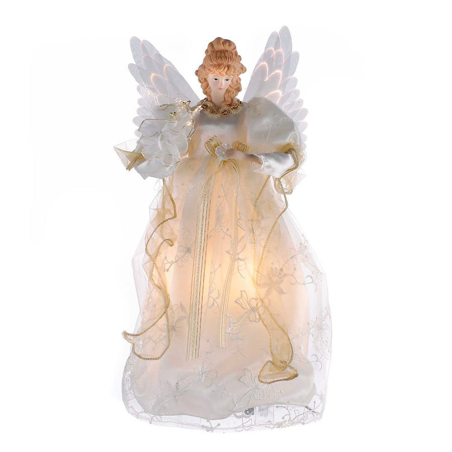 14" Fiber-Optic Ivory and Gold Animated Treetop