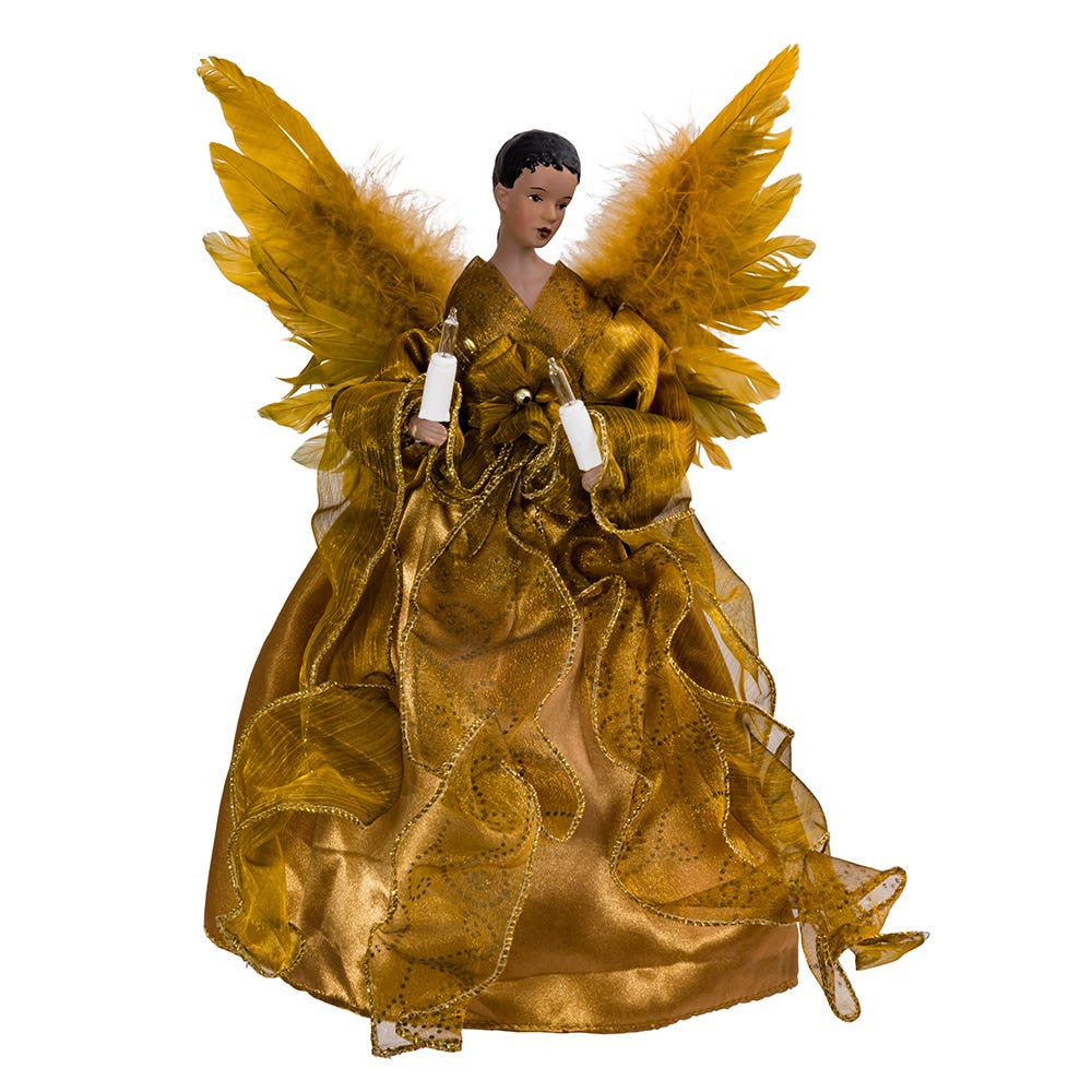 13" UL 10L African American Gold Angel Treetop