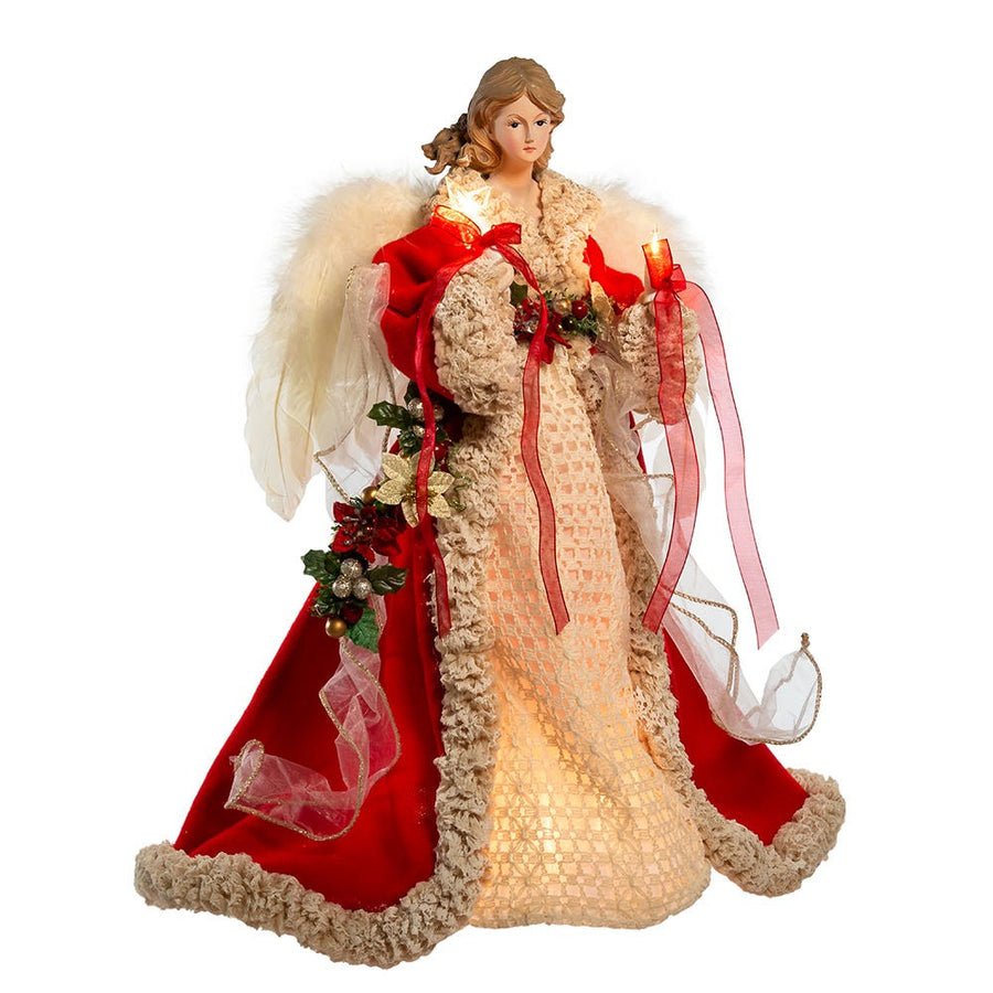 16" UL 10L Red and Ivory Angel Treetop