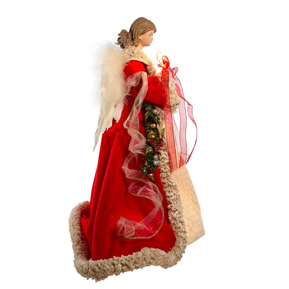 16" UL 10L Red and Ivory Angel Treetop