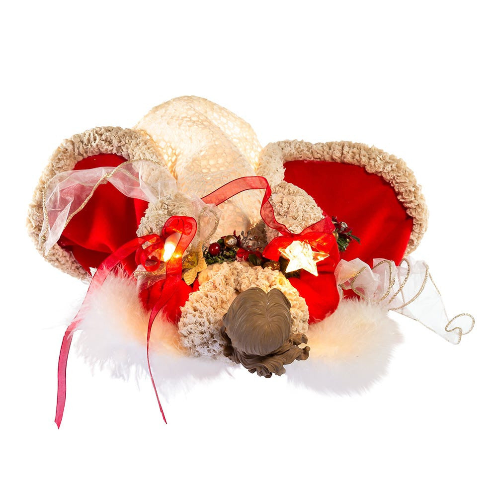 16" UL 10L Red and Ivory Angel Treetop