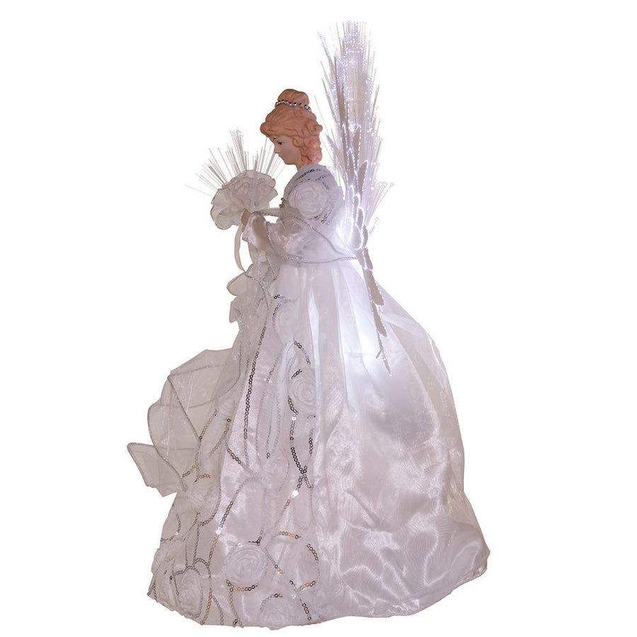 18" UL 70L Multicolored Fiber-Optic White and Silver Angel Treetop