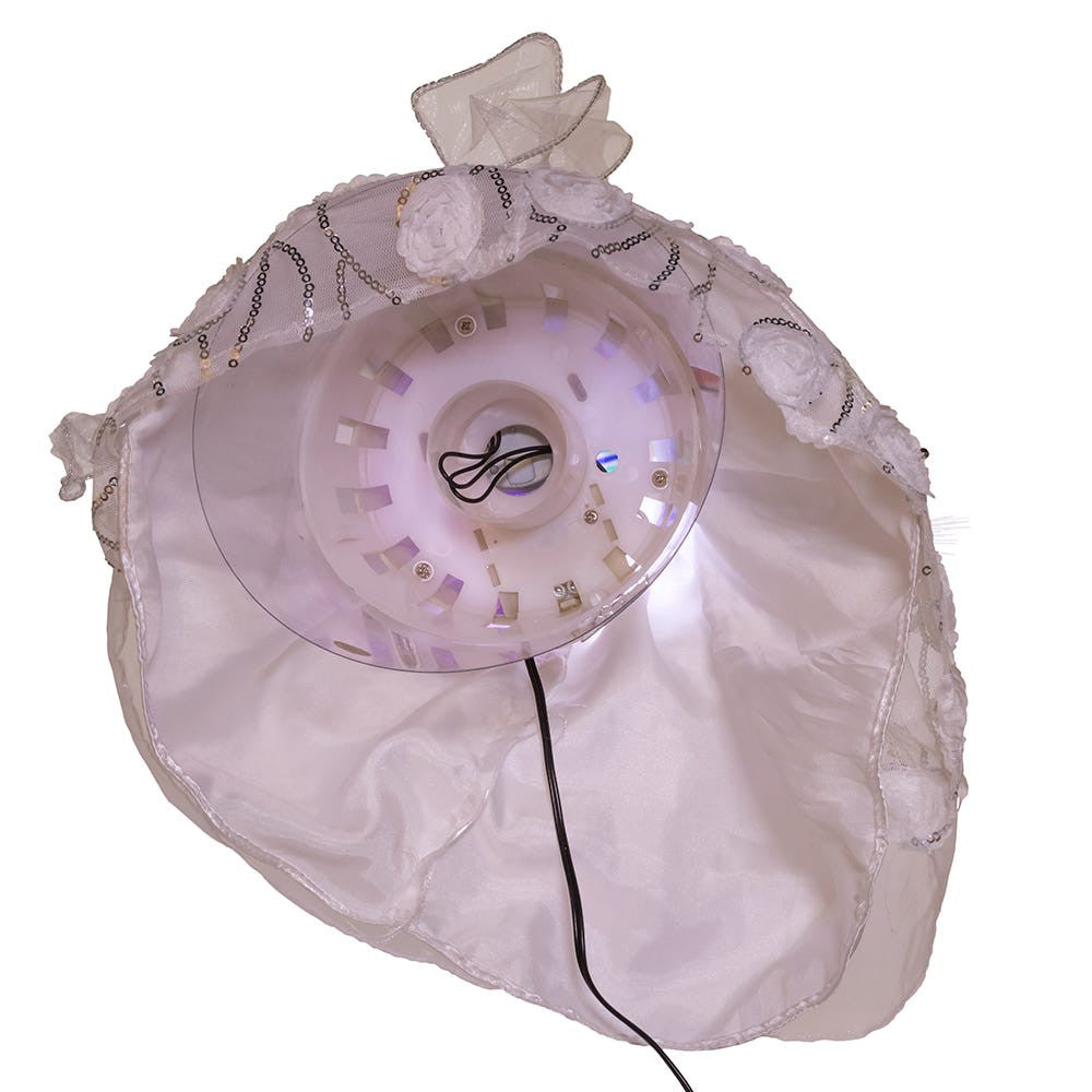 18" UL 70L Multicolored Fiber-Optic White and Silver Angel Treetop