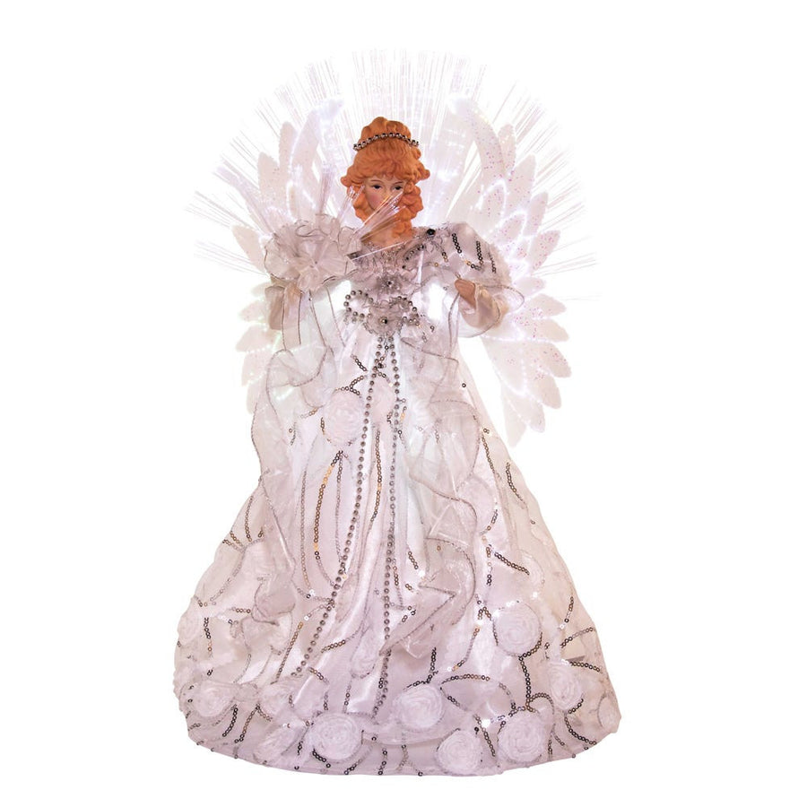 18" UL 70L Multicolored Fiber-Optic White and Silver Angel Treetop