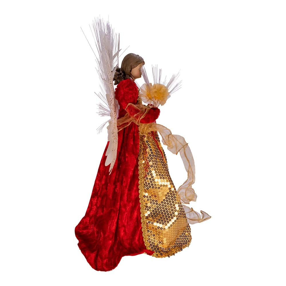 18" UL 70L Multicolored Fiber-Optic Red and Gold Angel Treetop