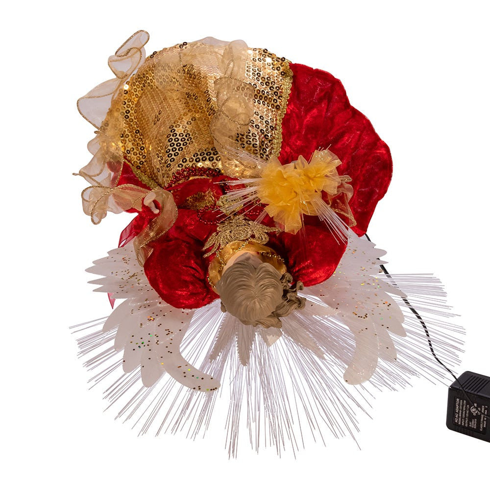 18" UL 70L Multicolored Fiber-Optic Red and Gold Angel Treetop