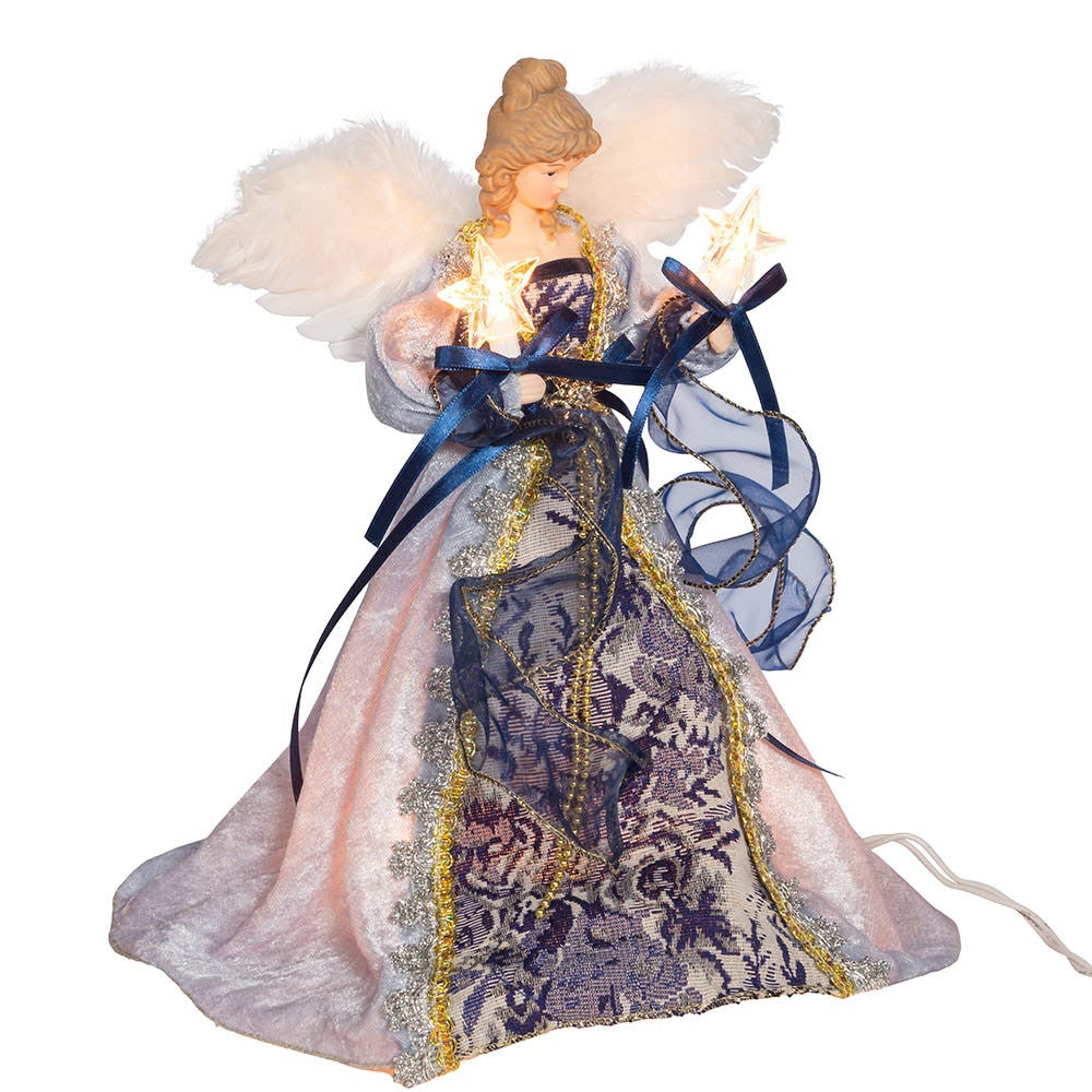 12" UL 10L Indigo Blue With Gold Trim Angel Treetop