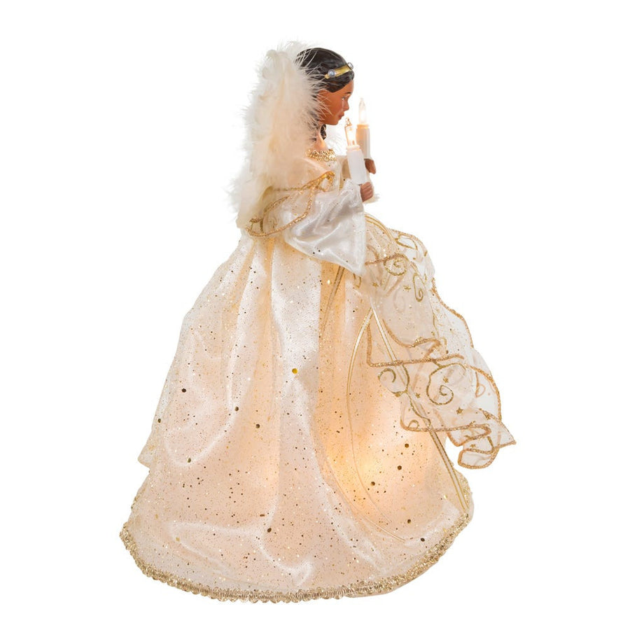 12" UL 10L Ivory & Gold African American Angel Treetop