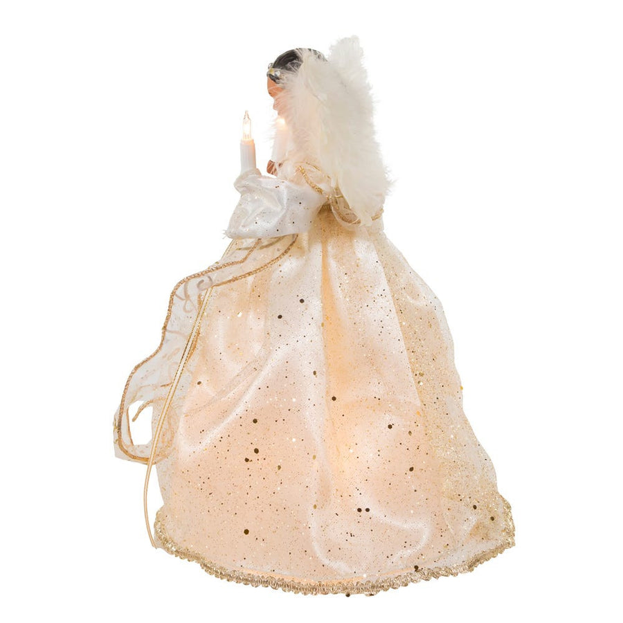 12" UL 10L Ivory & Gold African American Angel Treetop