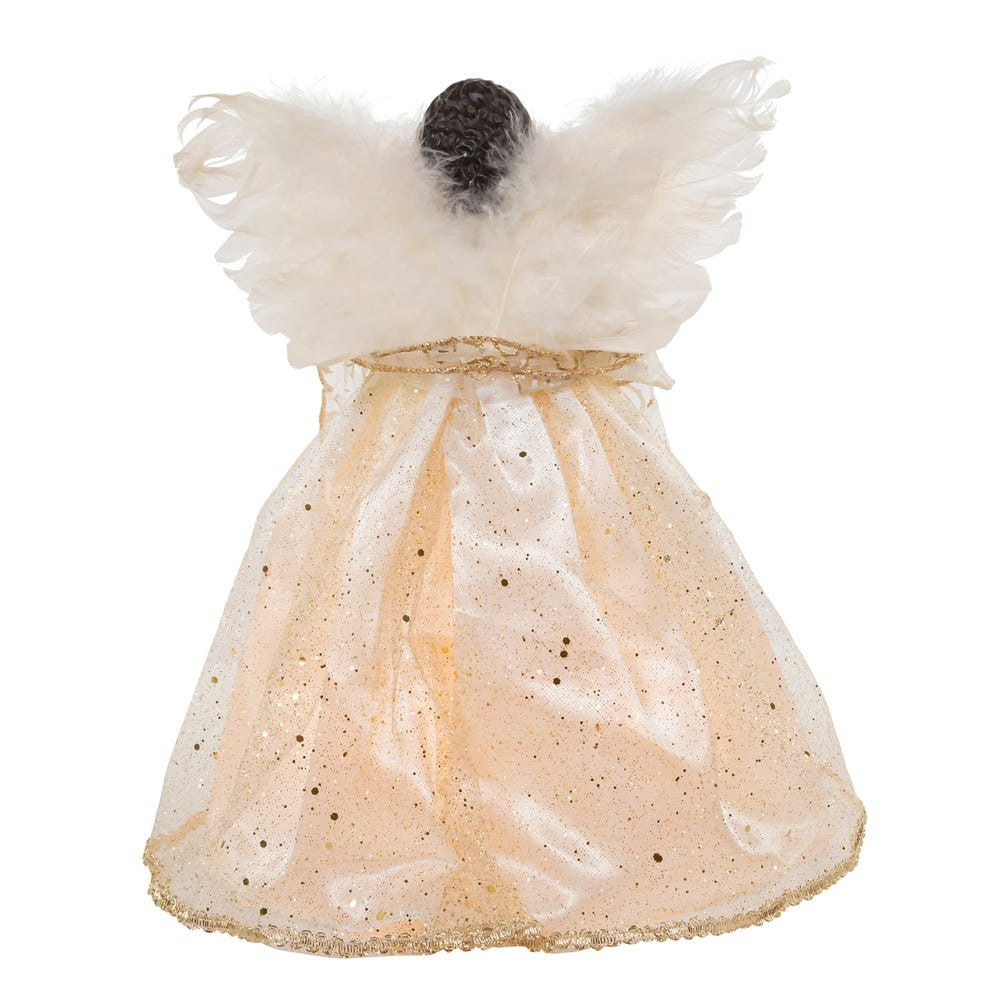 12" UL 10L Ivory & Gold African American Angel Treetop