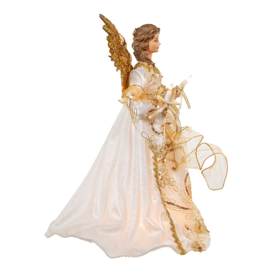 16" UL 10L Ivory & Gold Angel Treetop