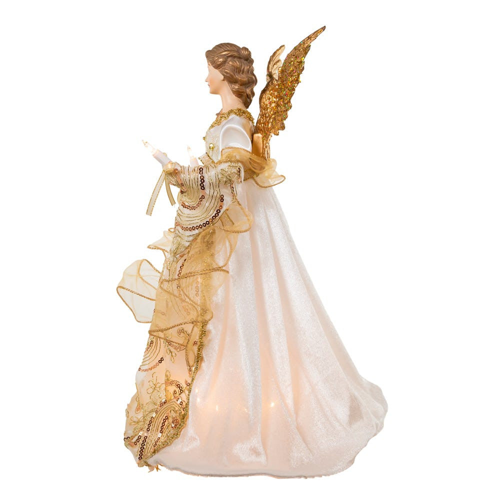 16" UL 10L Ivory & Gold Angel Treetop
