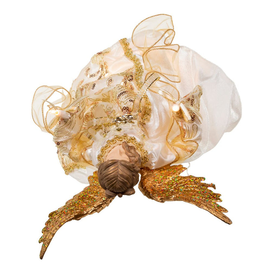 16" UL 10L Ivory & Gold Angel Treetop