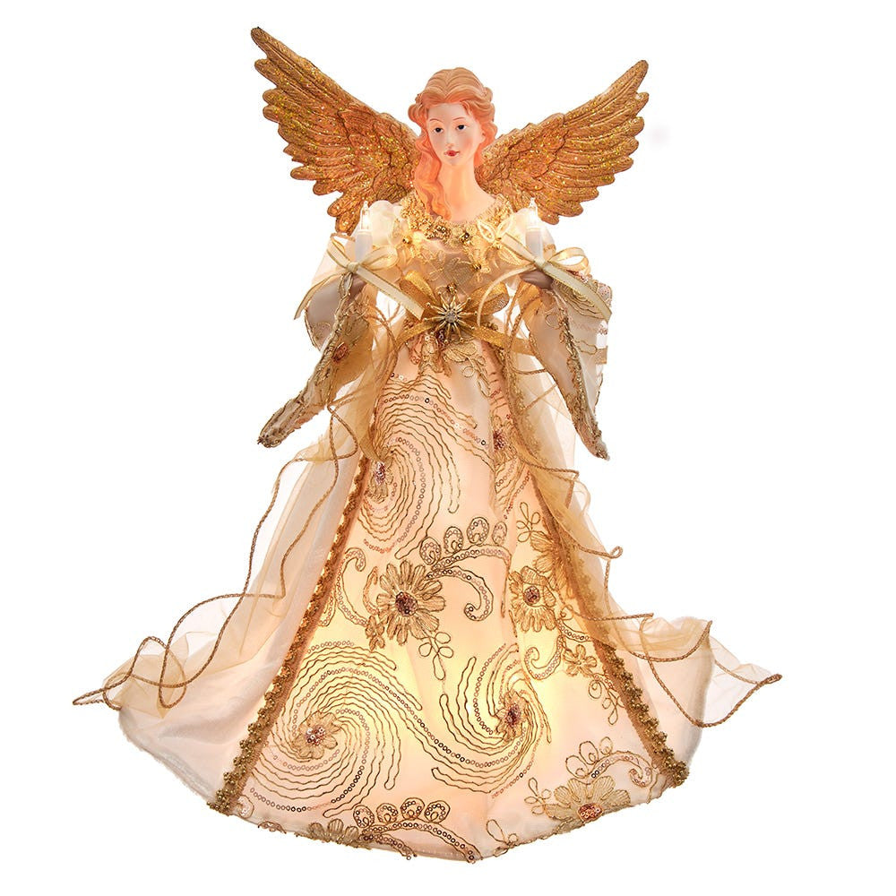 16" UL 10L Ivory & Gold Angel Treetop
