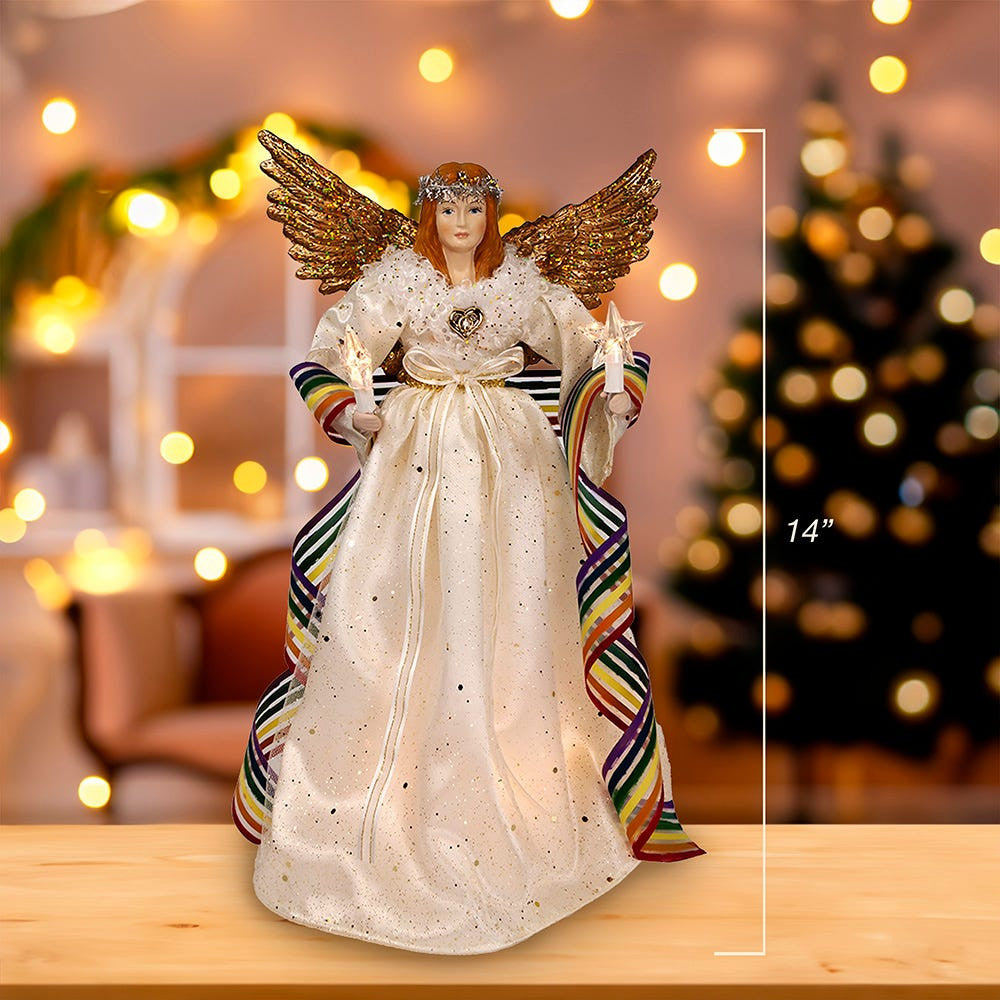 14" UL 10-Light Pride Angel Treetop