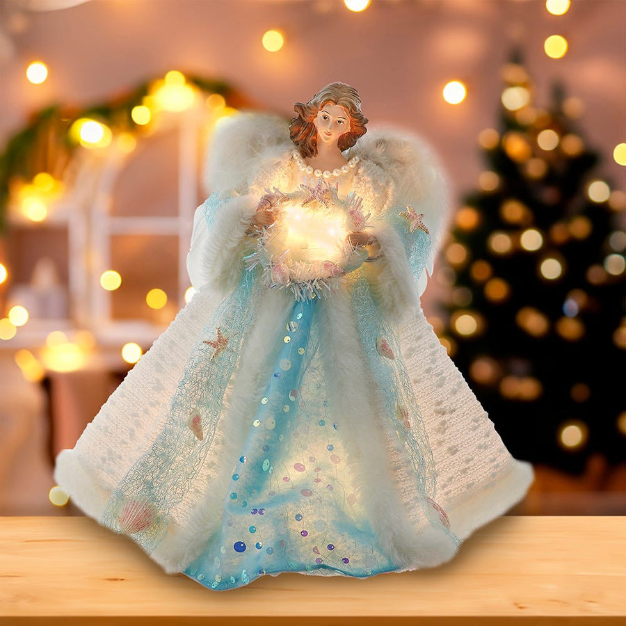 14" UL 10-Light Coastal Beach Angel Treetop