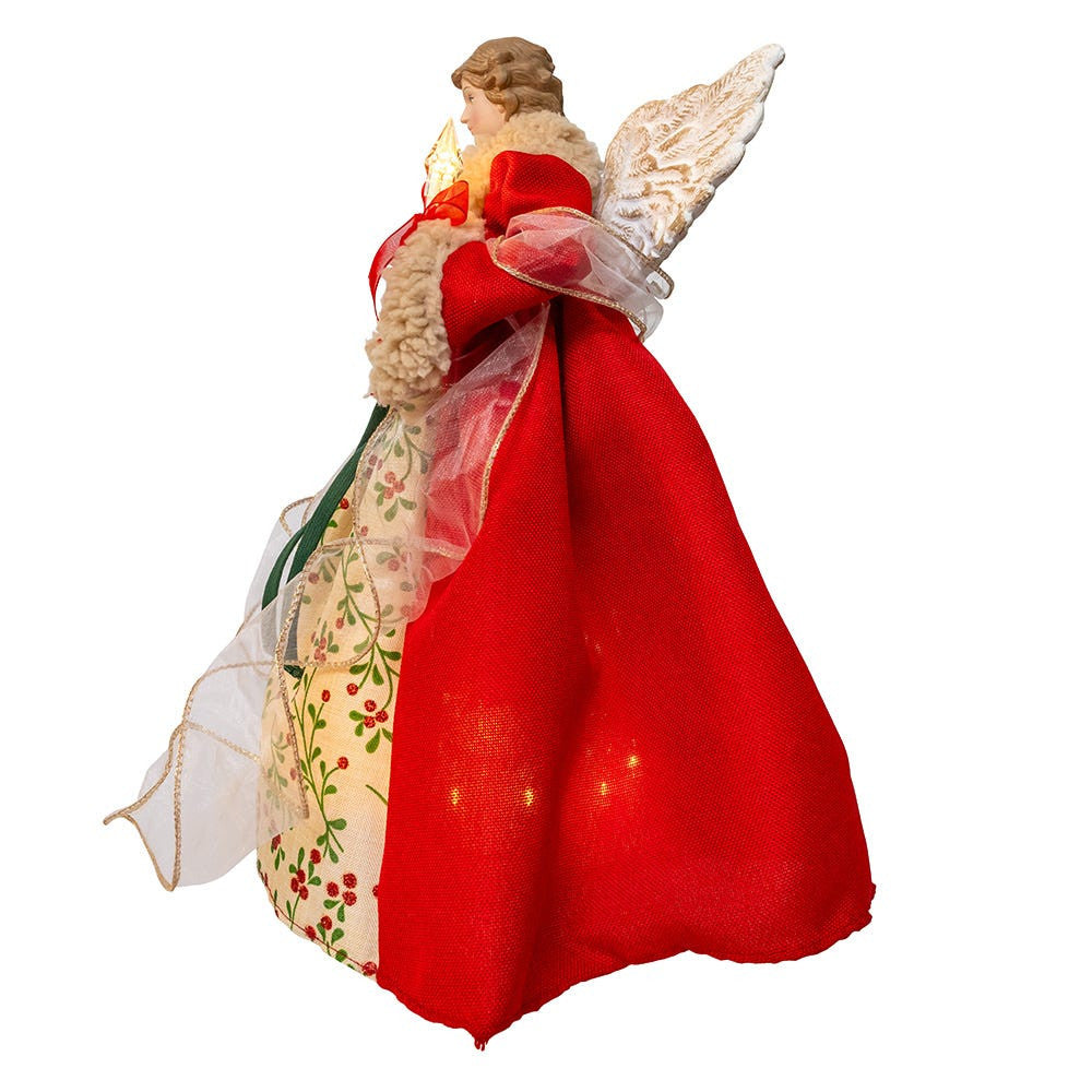 14" UL 10L Red & Green Angel Treetop