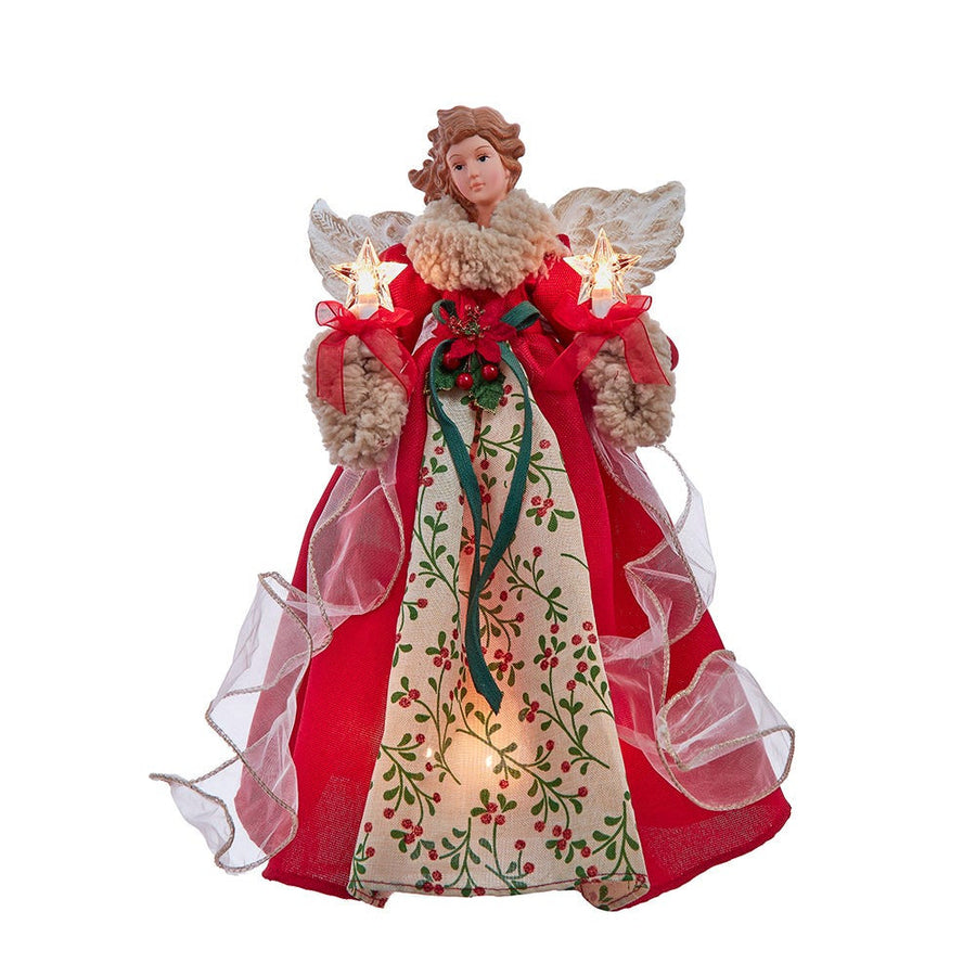 14" UL 10L Red & Green Angel Treetop