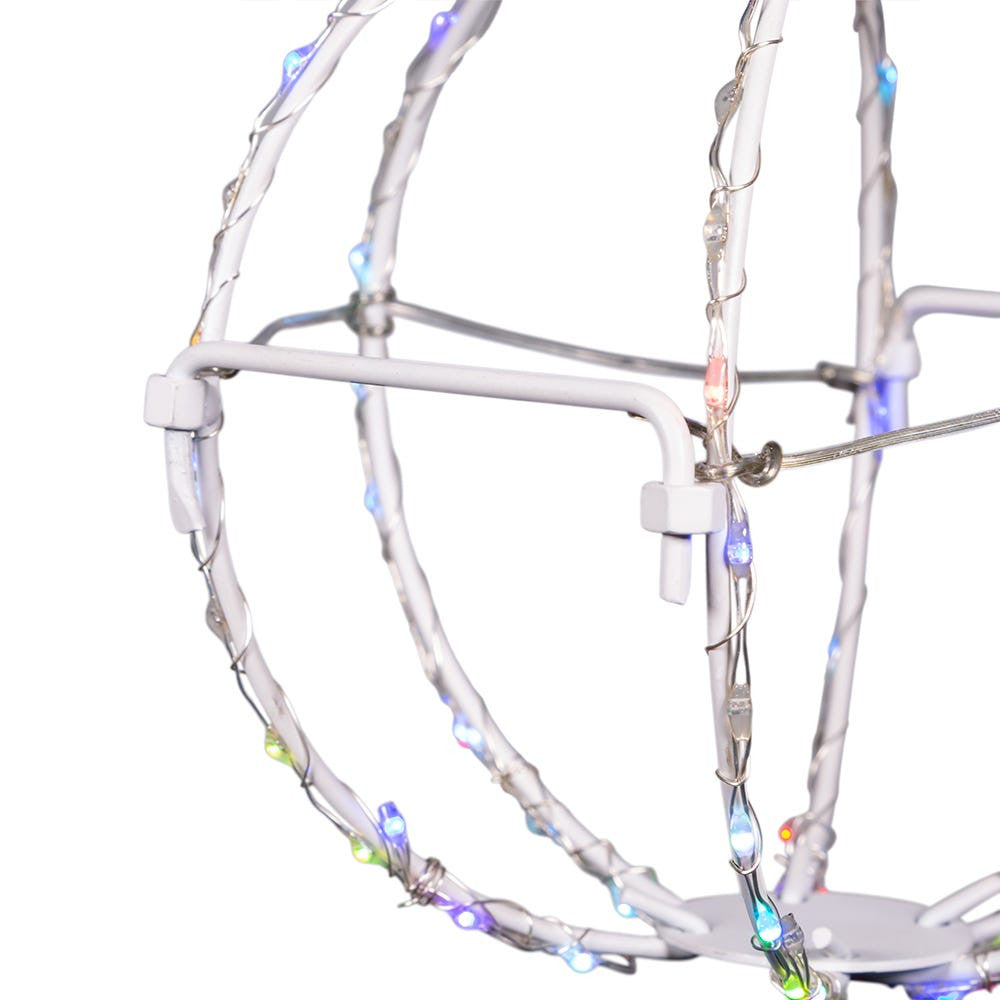 6" 90-Light RGB Color Changing LED Foldable White Painted Metal Sphere