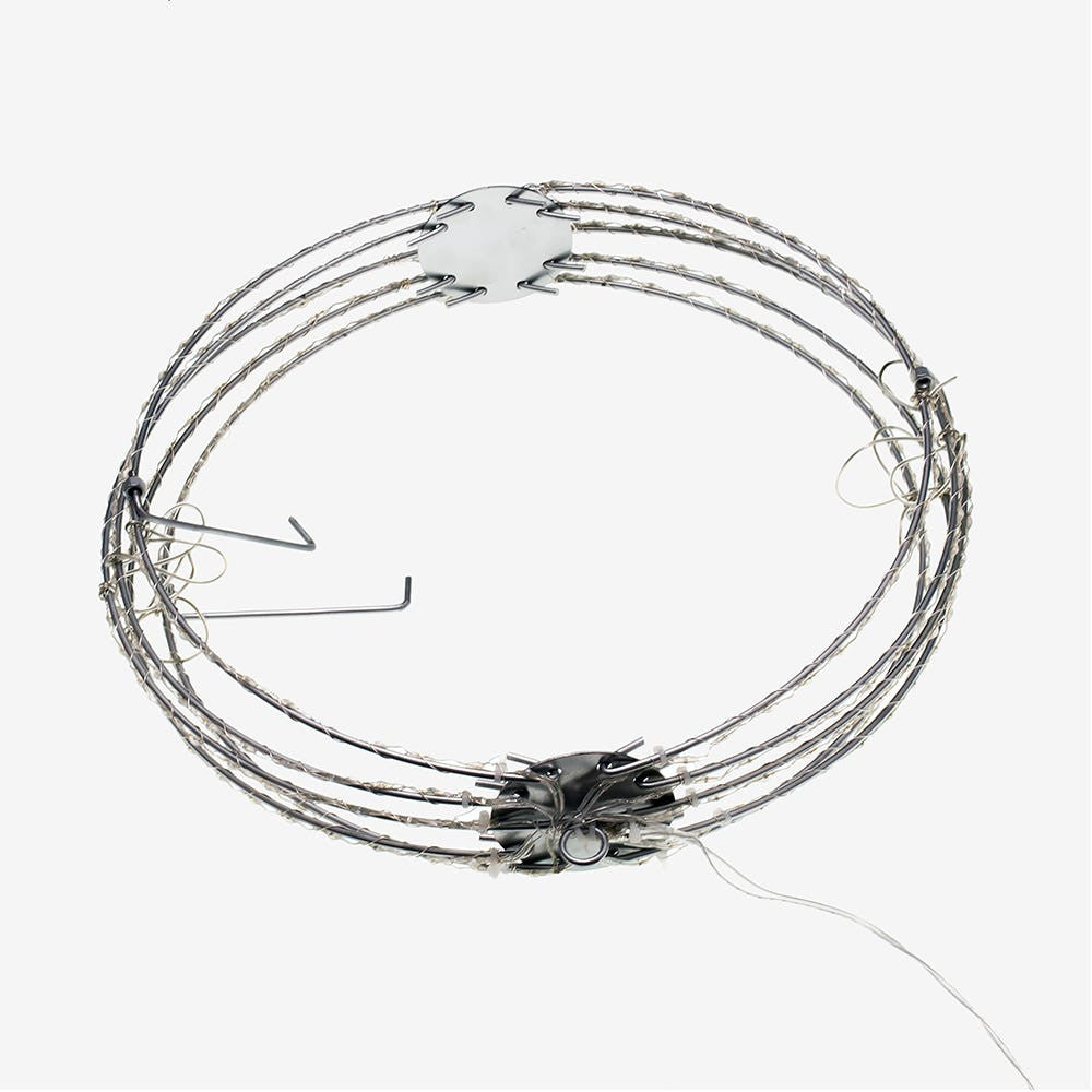 12" 280-Light Warm White Micro LED Foldable Silver Metal Sphere