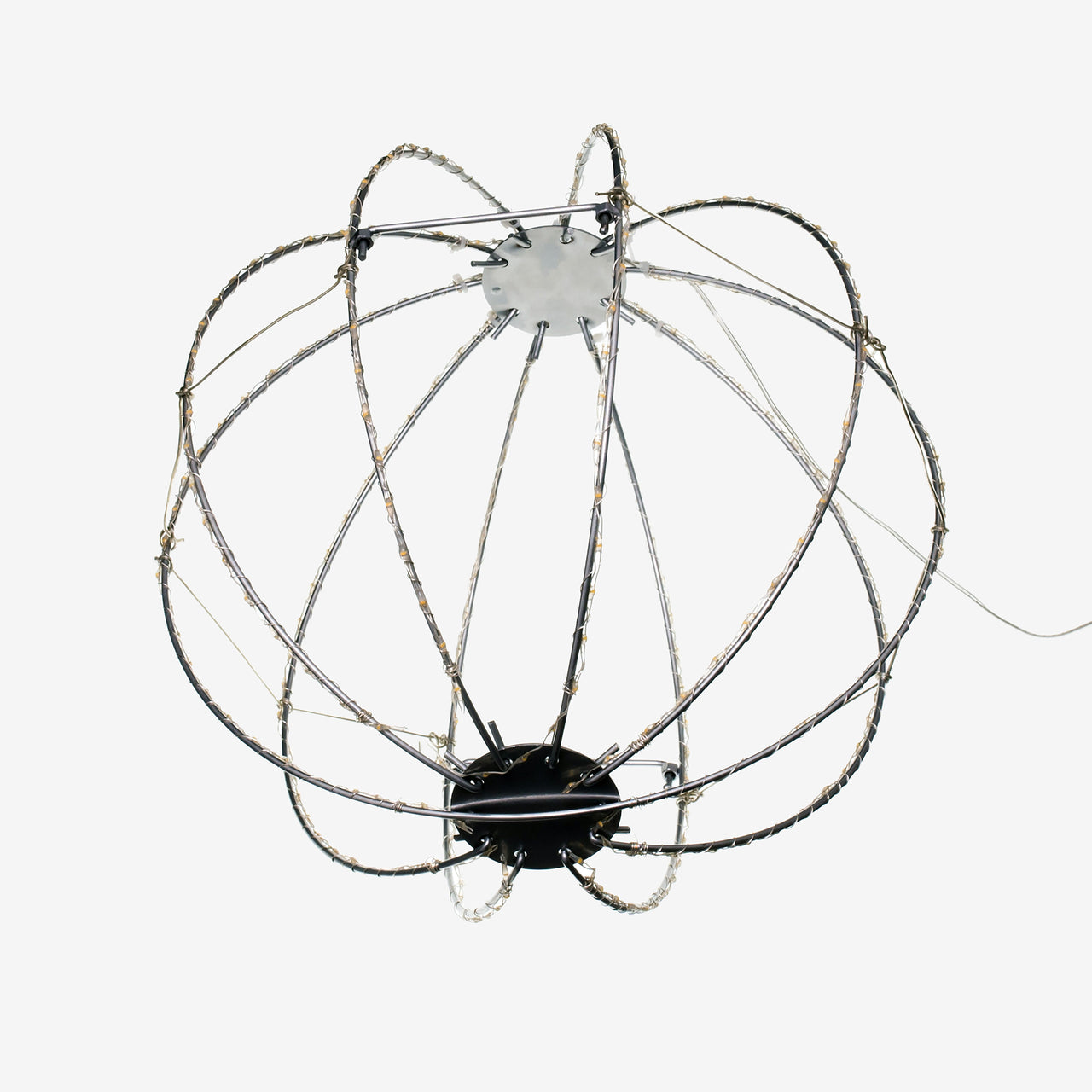 12" 280-Light Warm White Micro LED Foldable Silver Metal Sphere