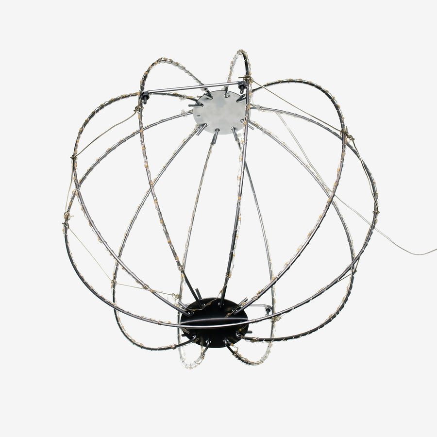 12" 280-Light Warm White Micro LED Foldable Silver Metal Sphere