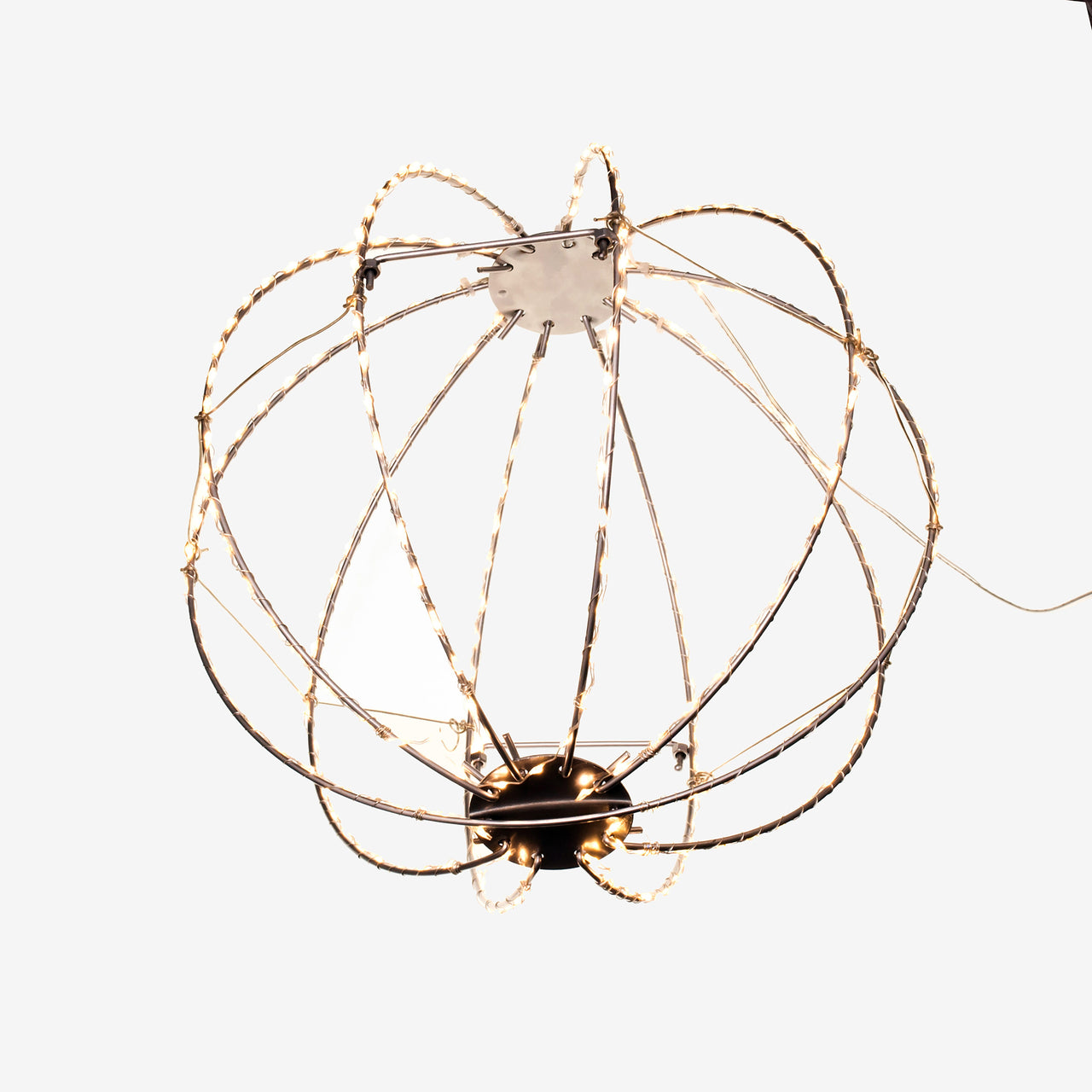 12" 280-Light Warm White Micro LED Foldable Silver Metal Sphere