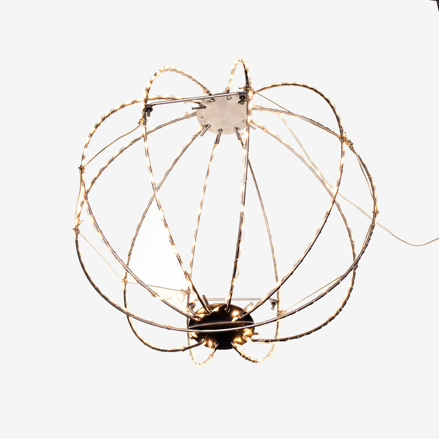 12" 280-Light Warm White Micro LED Foldable Silver Metal Sphere