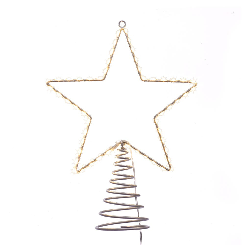 13" Pre-Lit Metal Wire Lighted LED Star Treetop