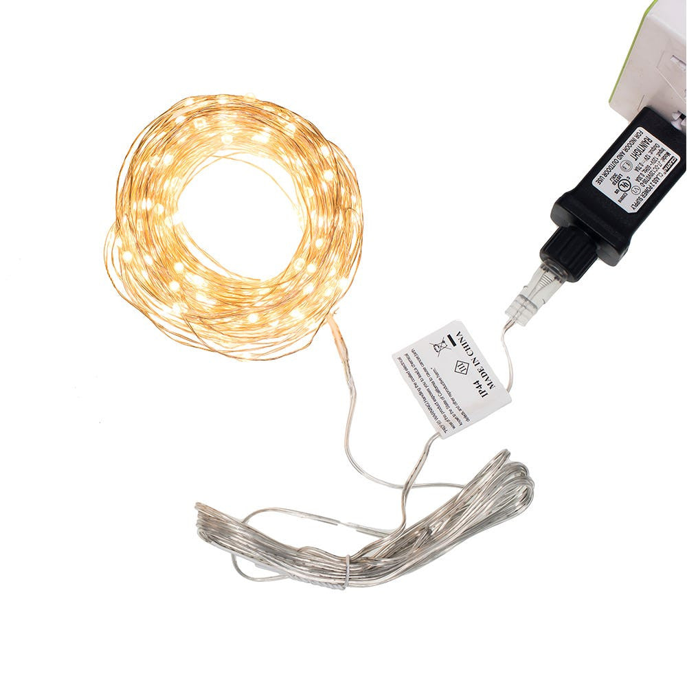 75.5' 200L Warm White Superbright LED Silver Wire Light Set