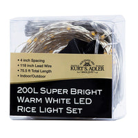 75.5' 200L Warm White Superbright LED Silver Wire Light Set