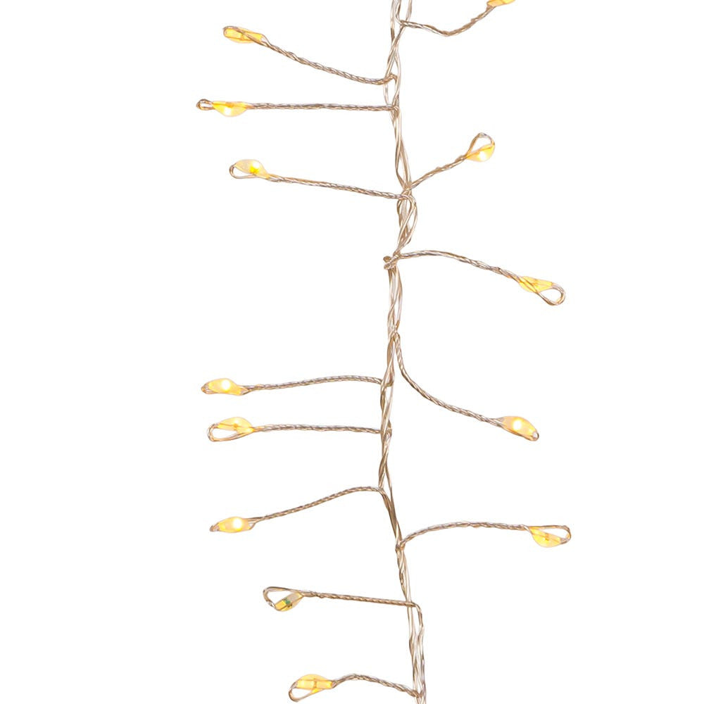 8' 240L Classic White Fairy Twinkle LED Silver Wire Cluster Garland