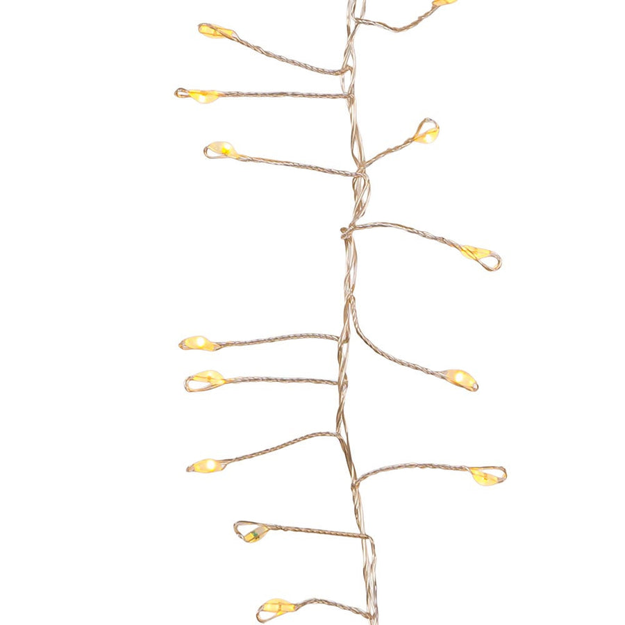 8' 240L Classic White Fairy Twinkle LED Silver Wire Cluster Garland