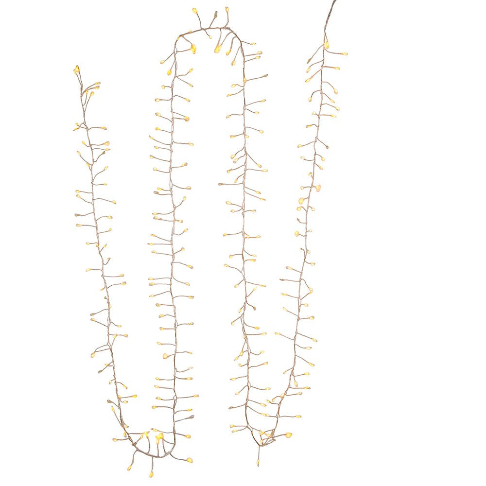 8' 240L Classic White Fairy Twinkle LED Silver Wire Cluster Garland