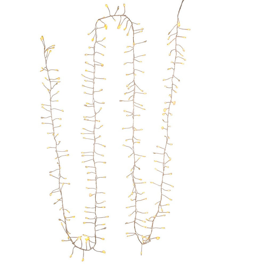 8' 240L Classic White Fairy Twinkle LED Silver Wire Cluster Garland