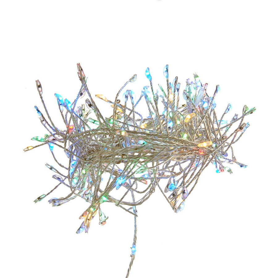 8' 240L RGB Color Changing Fairy LED Silver Wire Cluster Garland