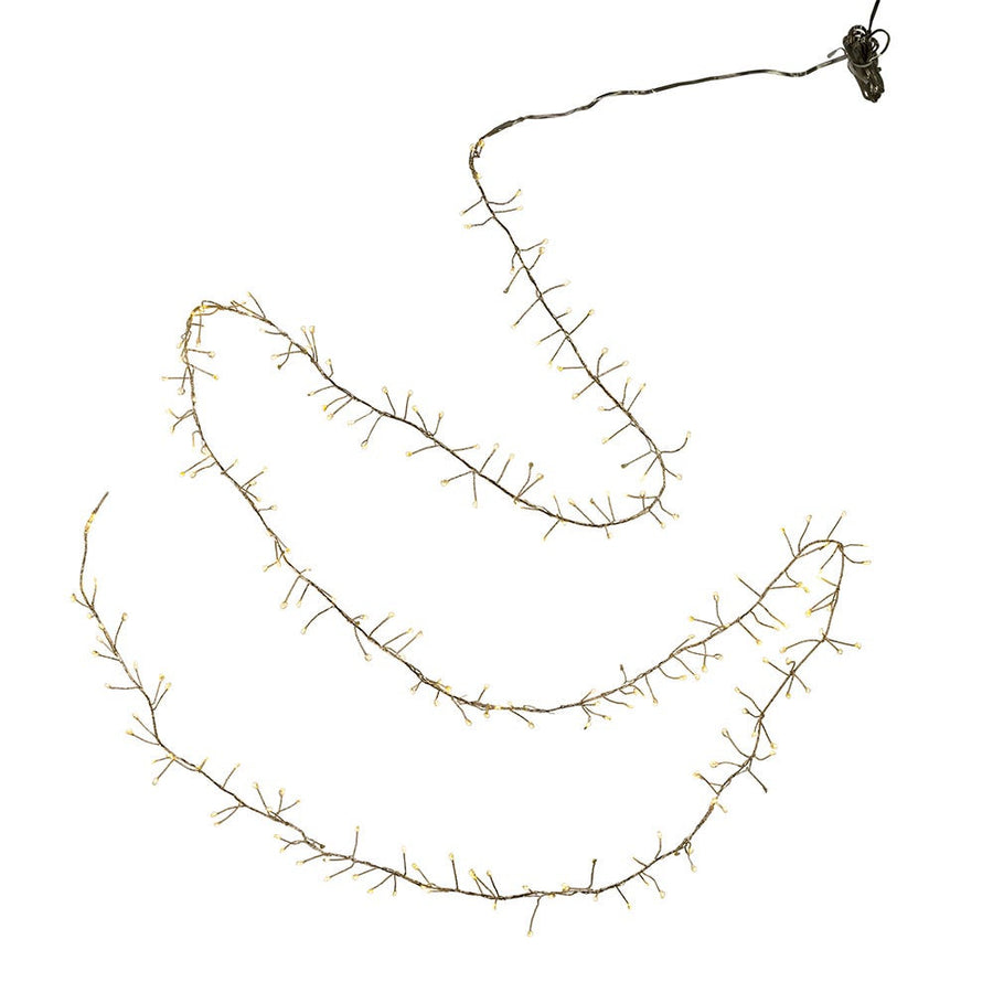 8' 240L Warm White Fairy Twinkle LED Silver Wire Cluster Garland
