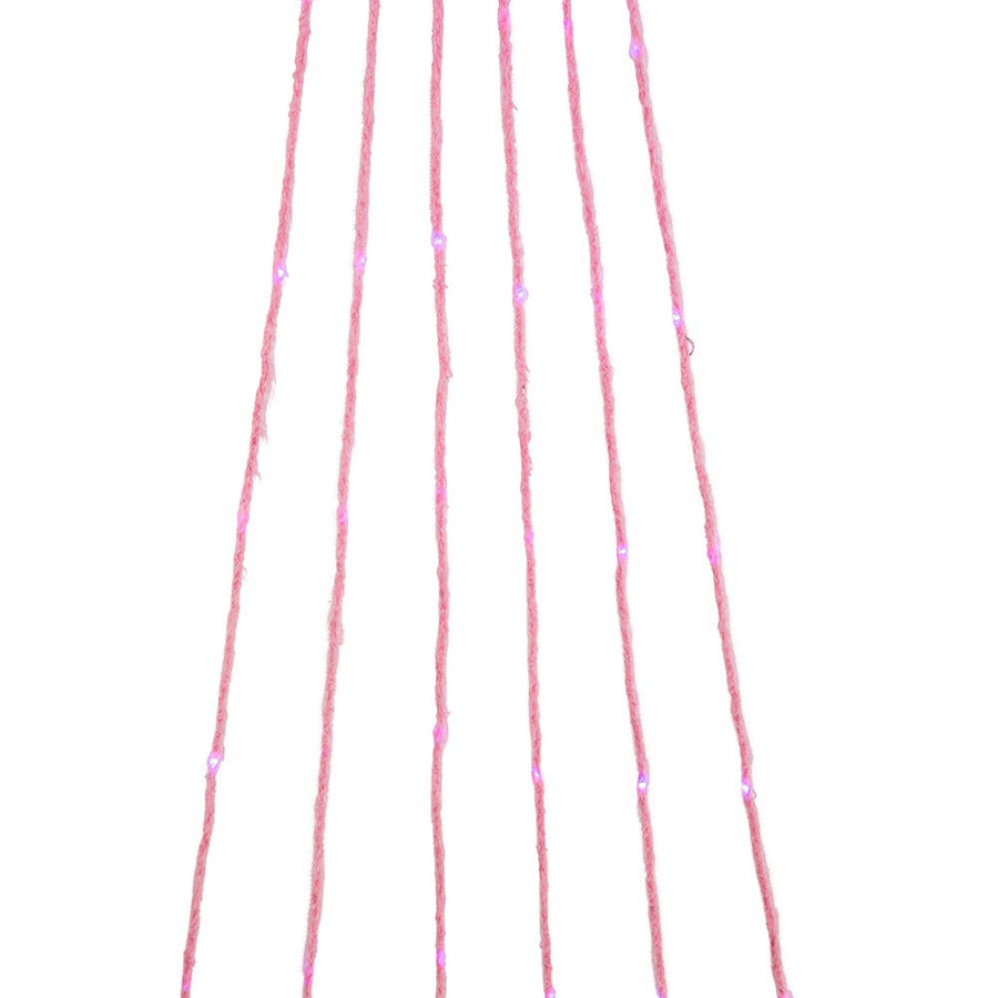 7' 120-Light Pink Fuzzy Multi-Strand With Pink LED Cascade Light