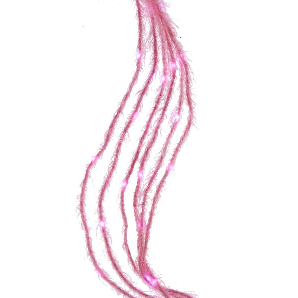 7' 120-Light Pink Fuzzy Multi-Strand With Pink LED Cascade Light