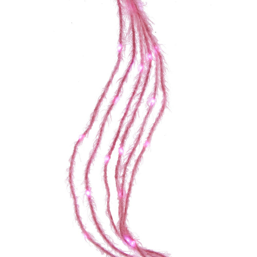 7' 120-Light Pink Fuzzy Multi-Strand With Pink LED Cascade Light