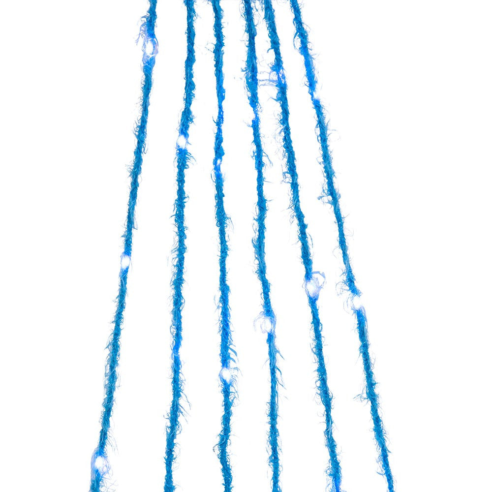 7' 120-Light Teal Fuzzy Multi-Strand With Teal LED Cascade Light
