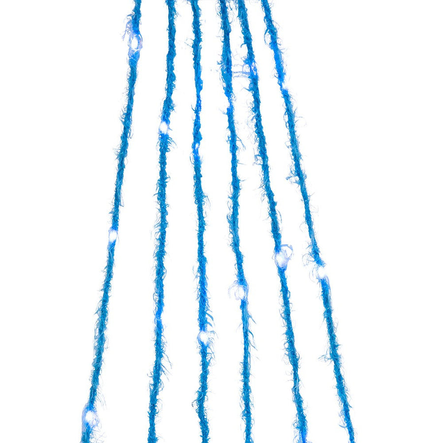 7' 120-Light Teal Fuzzy Multi-Strand With Teal LED Cascade Light