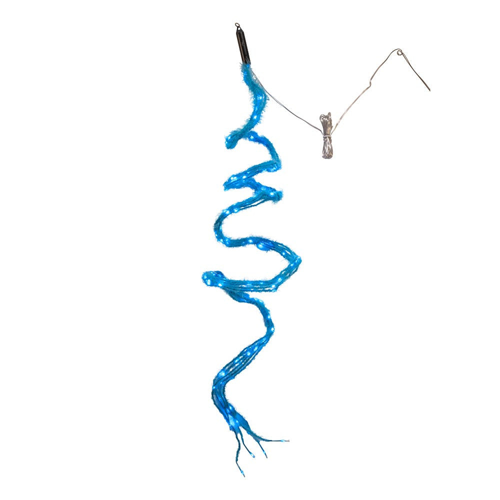 7' 120-Light Teal Fuzzy Multi-Strand With Teal LED Cascade Light