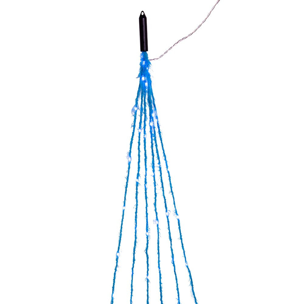 7' 120-Light Teal Fuzzy Multi-Strand With Teal LED Cascade Light