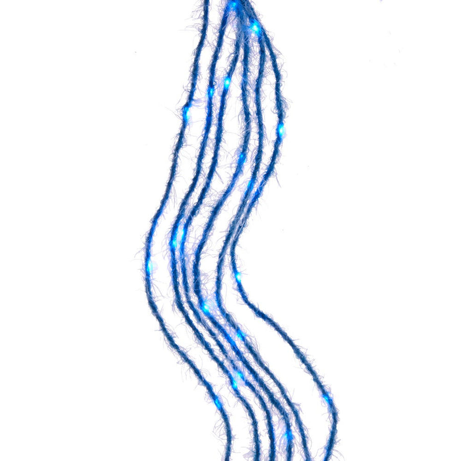 7' 120-Light Teal Fuzzy Multi-Strand With Teal LED Cascade Light