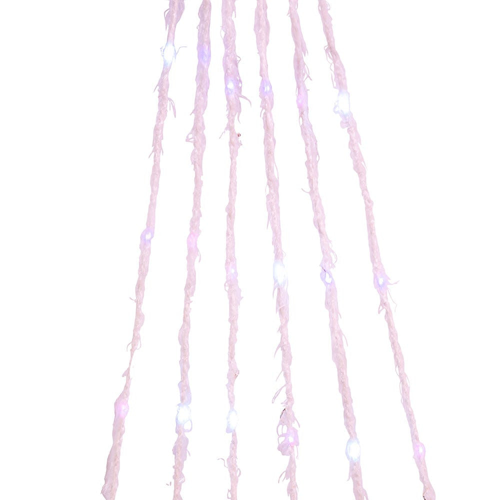 7' 120-Light White Fuzzy Multi-Strand With Pink, Teal and Purple LED Cascade Light